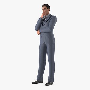 3D model businessman thinking pose man suit