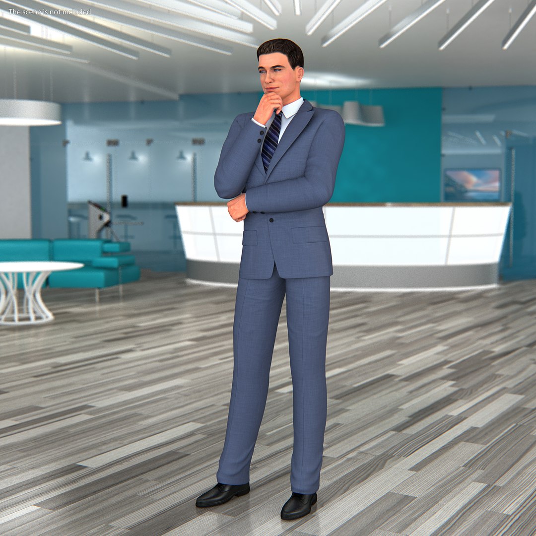 Businessman Thinking Pose 3D model preview