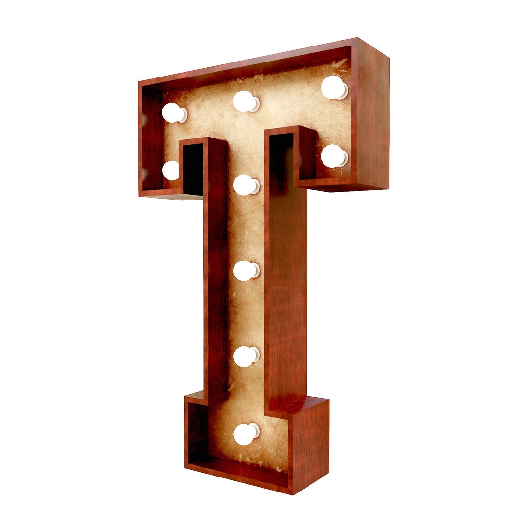 Marquee T Wooden Glow Sign 3dmodel Model - TurboSquid 1976012