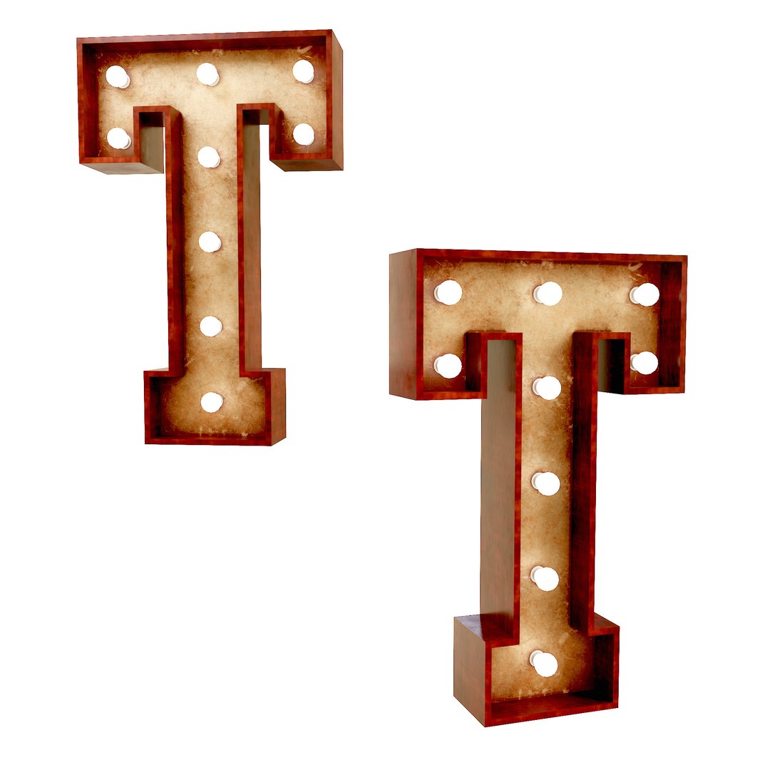 Marquee T Wooden Glow Sign 3dmodel Model - TurboSquid 1976012