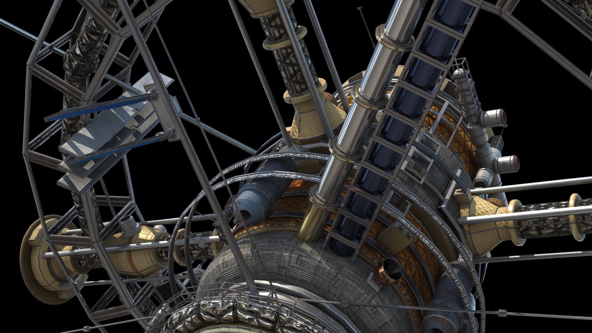 Futuristic Sci Fi Space Station With Solar Panels 3D - TurboSquid 2322869