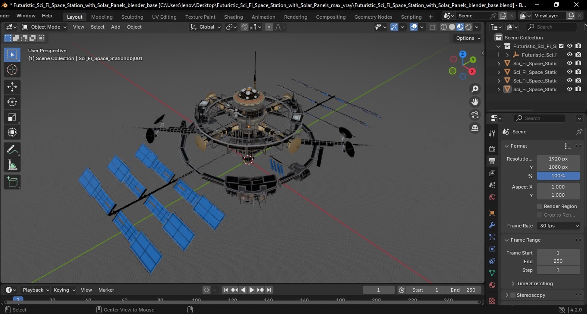 Futuristic Sci Fi Space Station With Solar Panels 3D - TurboSquid 2322869