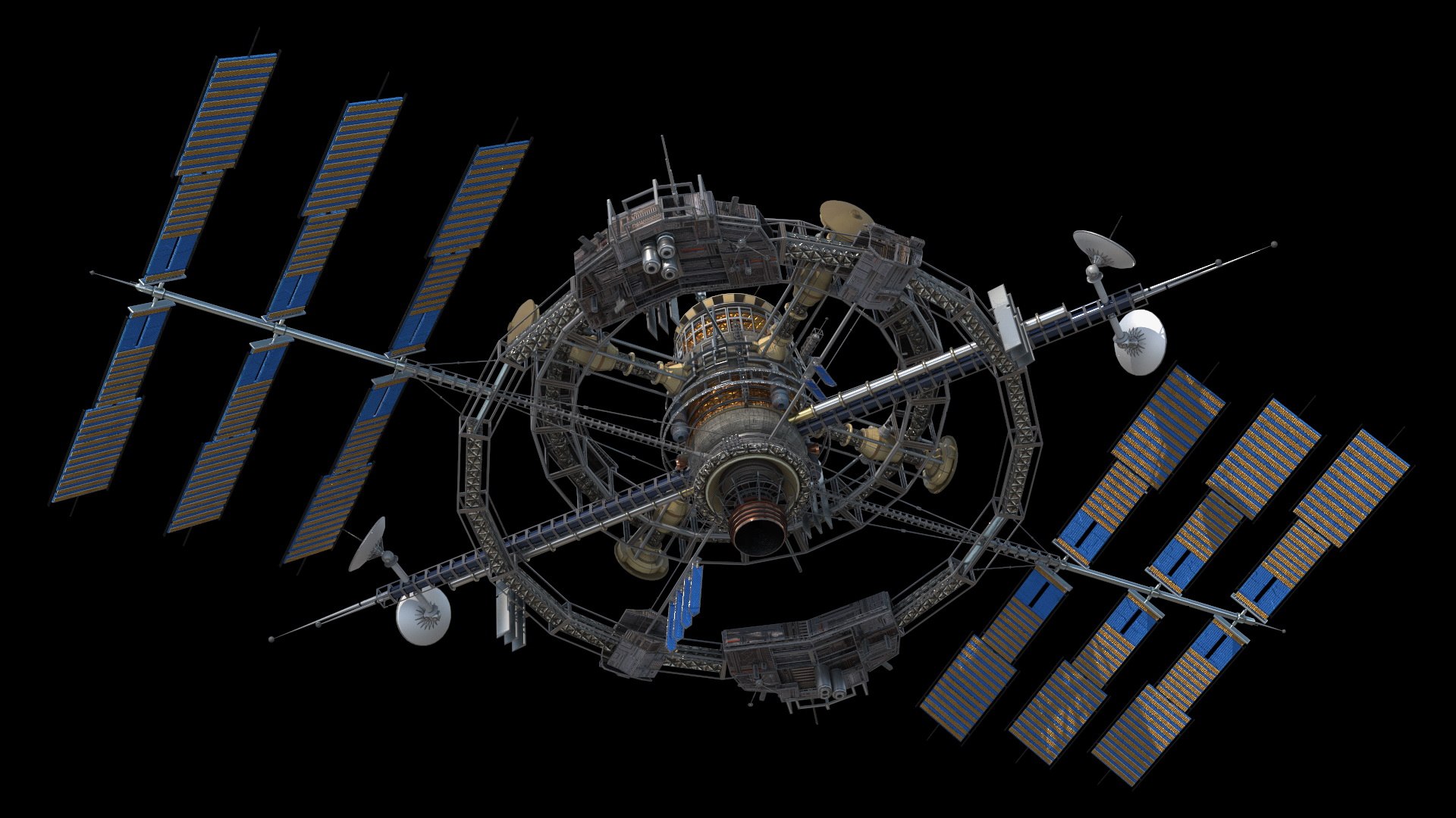 Futuristic Sci Fi Space Station With Solar Panels 3D - TurboSquid 2322869