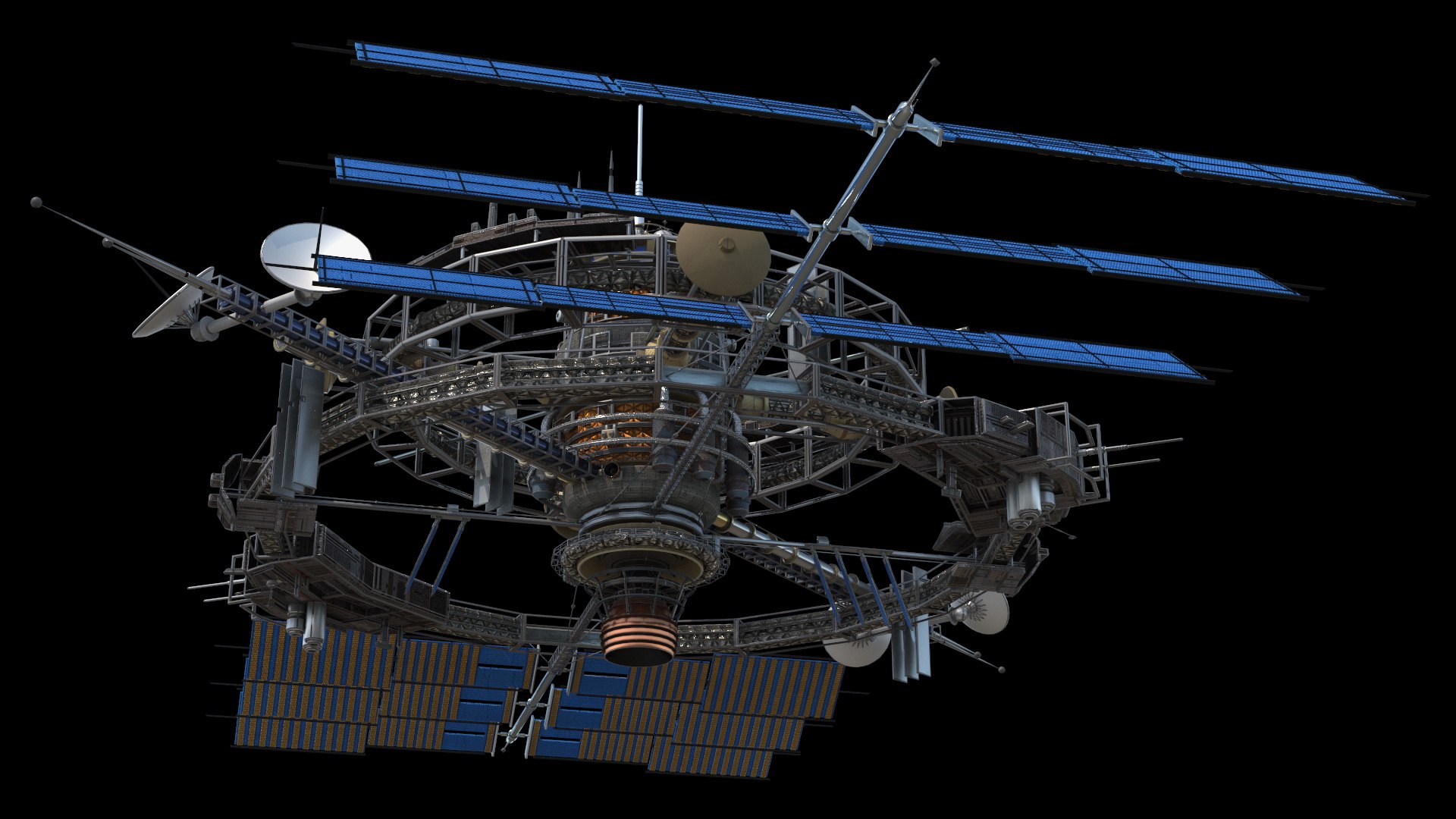 Futuristic Sci Fi Space Station With Solar Panels 3D - TurboSquid 2322869