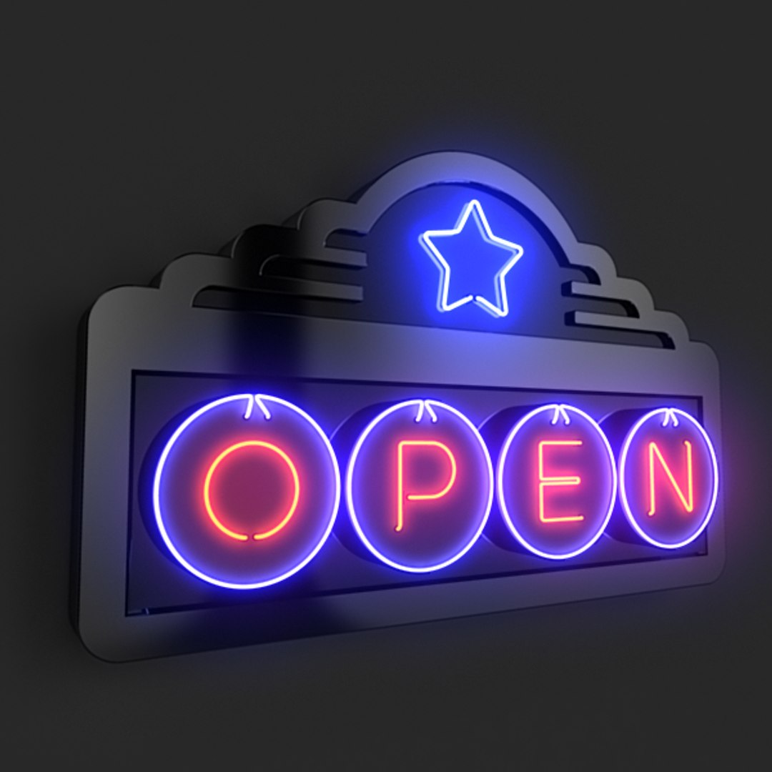 3d Model Neon Open Sign