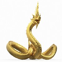 Thai Naga Dragon Gold Curled