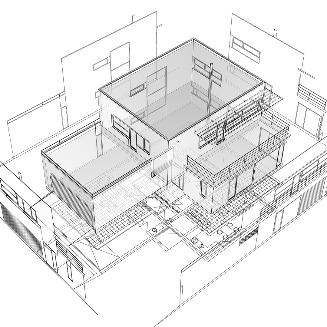 Functionalist Building Elevations 3d Model