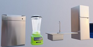 3D 10 kitchen appliance kitchenware model