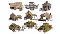 Viking Medieval Village Buildings 3D Asset Pack