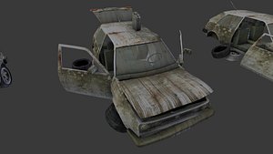 2 broken post apocalyptic 3d model