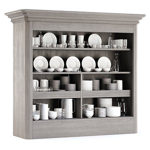 3D Lilu wooden cabinet with dishes