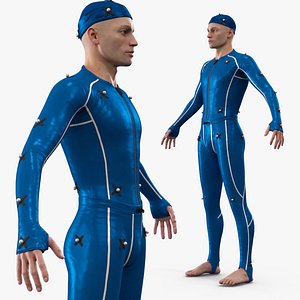 Actor in Motion Capture Suit Blue