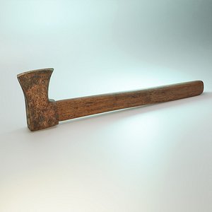 3D Old rusty ax household tool