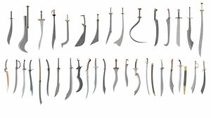 Collection of 36 curved swords