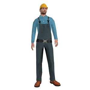 rigged worker man 3d model