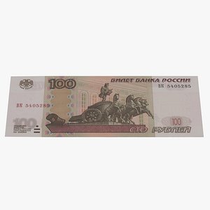 3D 100 roubles russian banknote model