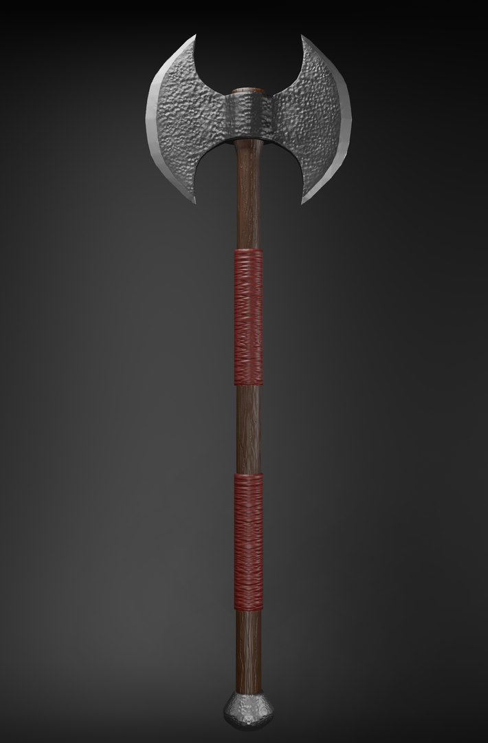 Double Bladed Axe Model Low Poly Viking And European Axe Model ...