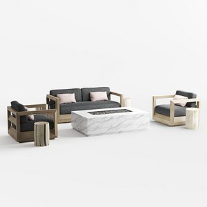Paloma Teak Sofa 72 Lounge Chair Firepi 3D