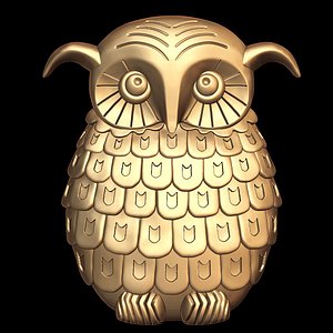 (a-18) Owl -3d STL model for CNC