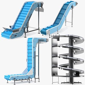 3D Vertical Conveyor Belts Collection model