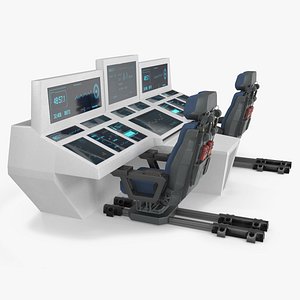 Dual Operator Control Console With Monitors White model