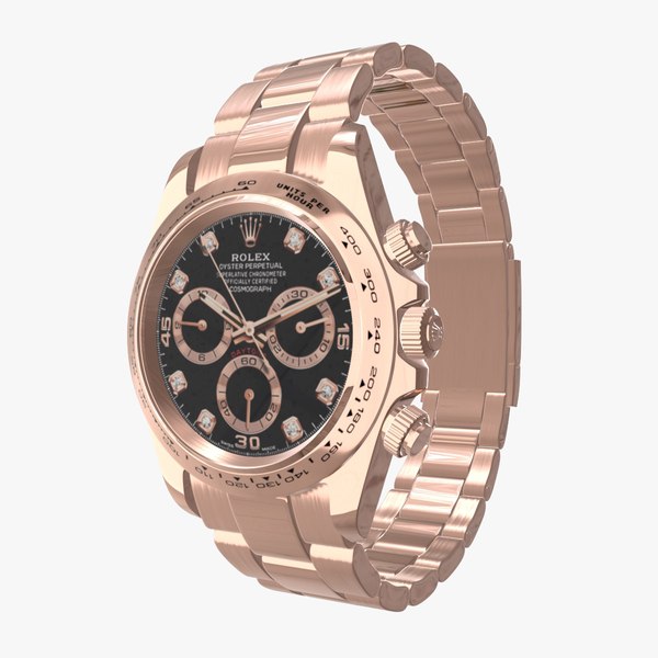 Rolex Cosmograph Daytona Pink Gold - Black Diamond-Set DIial 3D