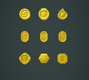 Coins Stylized Pack 3D