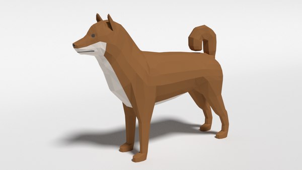 低ポリ漫画柴犬犬3dモデル Turbosquid