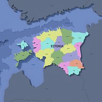 Estonia Admin 1 3D Map - Mercator