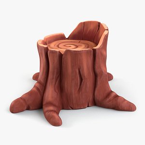 stylized cartoon tree stump 3D model
