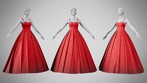Dress 49 Alabama Crimson With Design 3D model