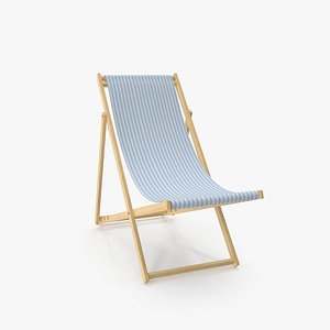 Folding Beach Chair with Blue Strips Fabric model