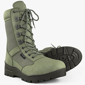 3D Green Army Boots 8K PBR Textures model