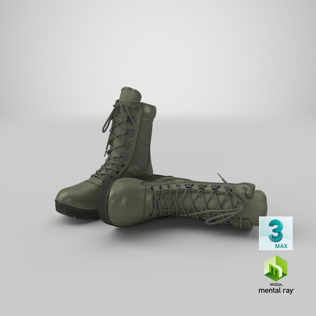 3D Green Army Boots 8K PBR Textures Model - TurboSquid 1920398