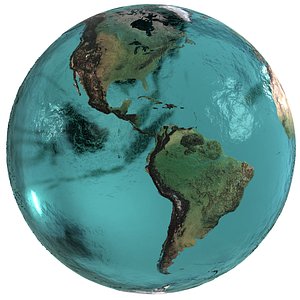 Earth Water 3D Globe Contours Map 3D model