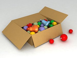 Box with christmas balls