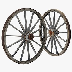 max old wooden wagon wheel