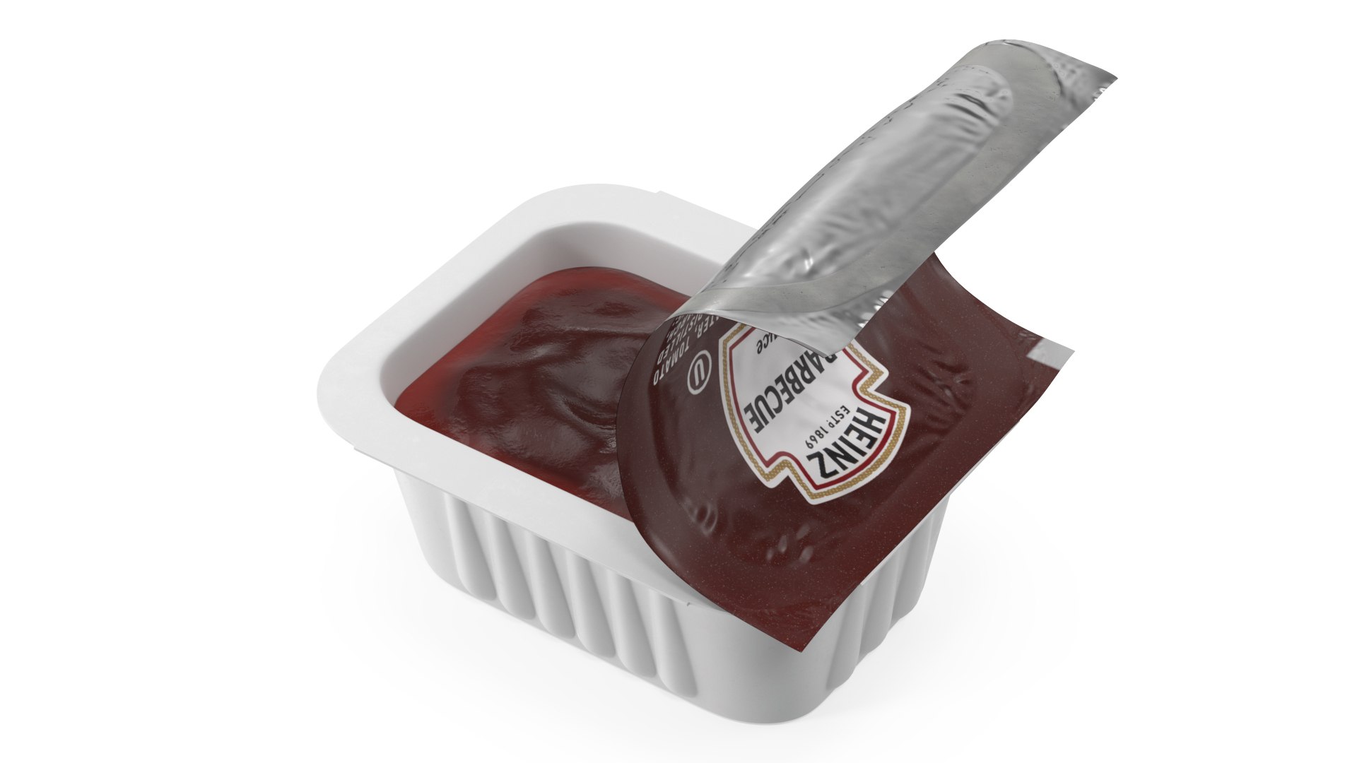 BBQ Sauce Pot Heinz Half Opened 3D model preview
