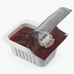 BBQ Sauce Pot Heinz Half Opened 3D model