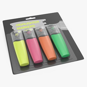 3D 4 Highlighter Markers with Package