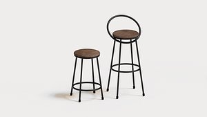 Realistic bar chairs brown and black