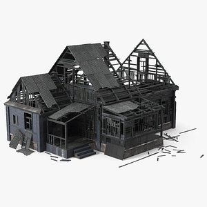 Burnt Wooden Down House Blue