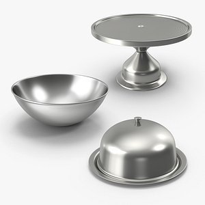 Silver Dishes Collection 3D