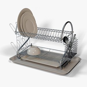 3D dish drainer plates cutlery