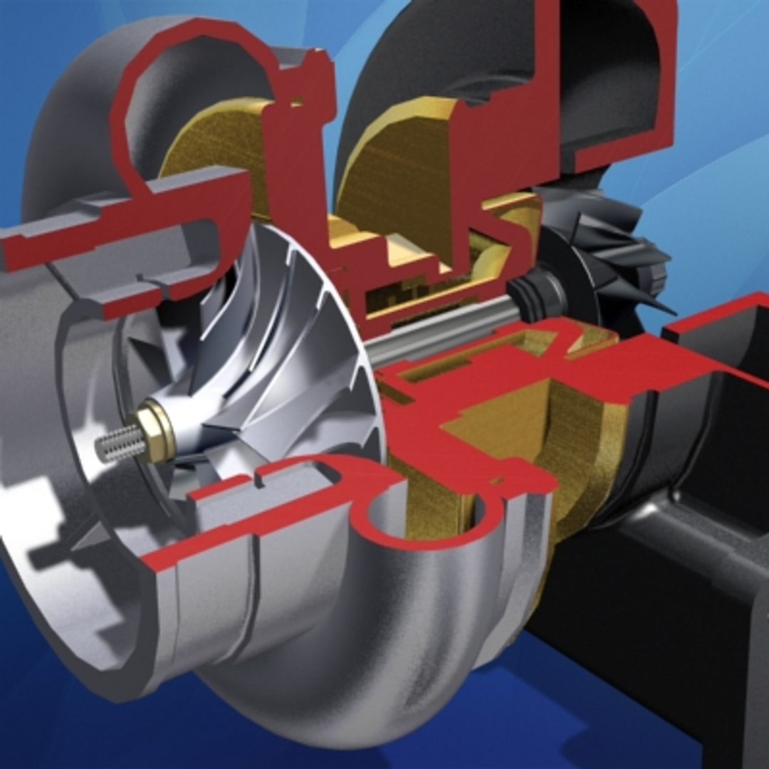 3ds turbocharger cross section engine