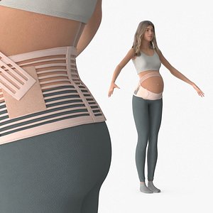 3D Pregnancy Support Belt on Standing Pregnant Woman Beige