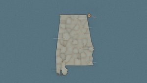 Albama detailed Map with Animated Flag