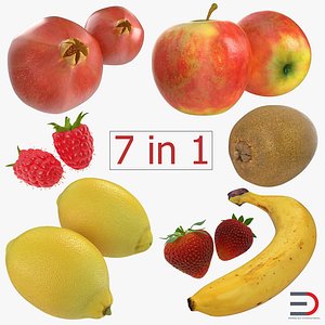 3d model fruits 2 modeled apple
