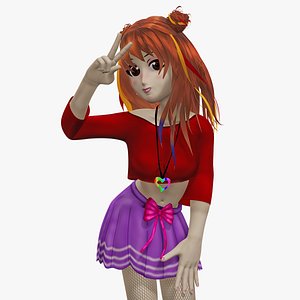 Cartoon girl BOBO - MAYA Rigged 3D model