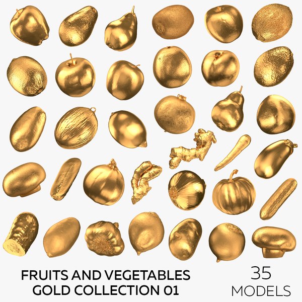 3D Fruits and Vegetables Gold Collection 01 - 35 models model